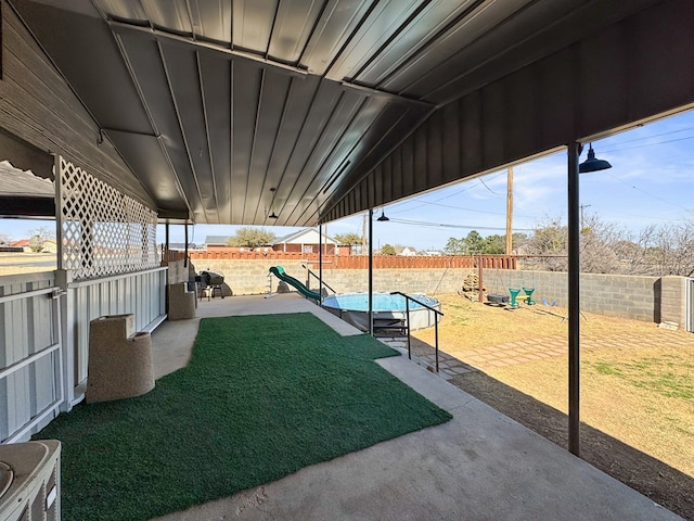 view of yard featuring a fenced backyard and a patio