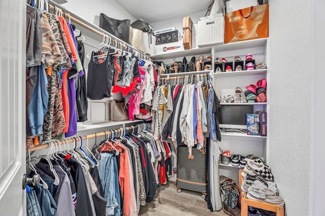 spacious closet with light wood-type flooring