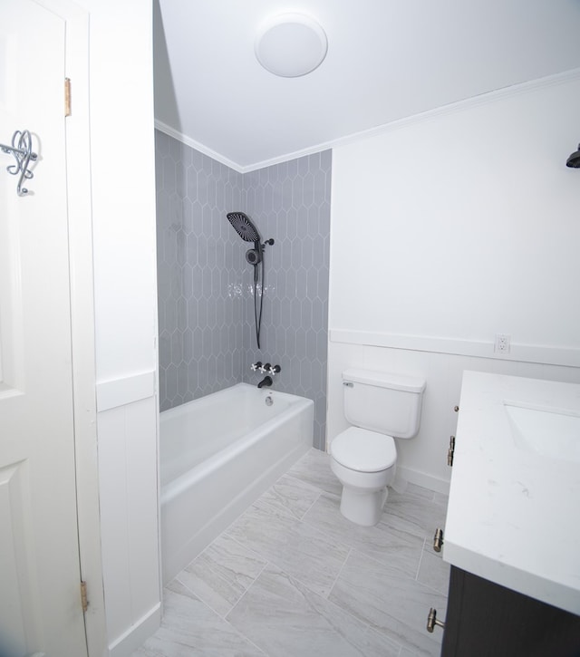 2718 Central Ave, Big Spring, TX 79720 - full bath featuring vanity,  shower combination, and crown molding