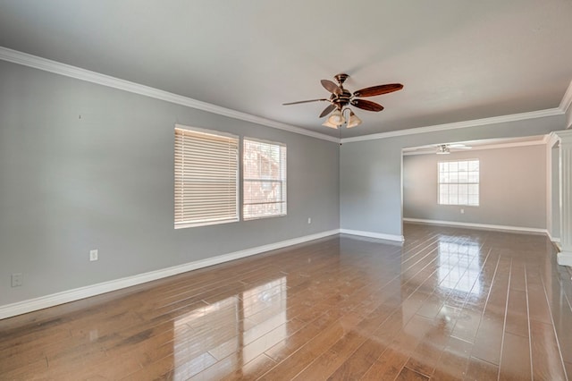 2601 Dengar Ave W, Midland, TX 79705 - unfurnished room featuring ceiling fan, baseboards, ornamental molding, and wood finished floors
