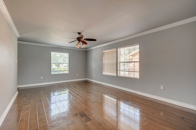 2601 Dengar Ave W, Midland, TX 79705 - unfurnished room featuring ornamental molding, dark wood finished floors, baseboards, and ceiling fan
