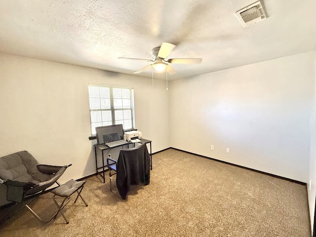 2204 Regal Pl, Midland, TX 79707 - office space featuring ceiling fan, carpet flooring, baseboards, and a textured ceiling