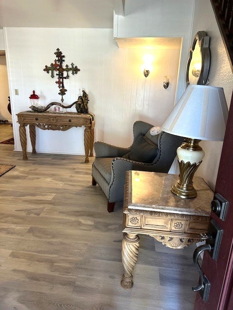 living area featuring hardwood / wood-style floors