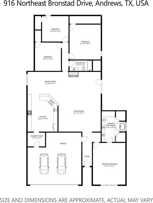 916-B Bronstad Dr, Andrews, TX 79714 - view of floor plan / room layout