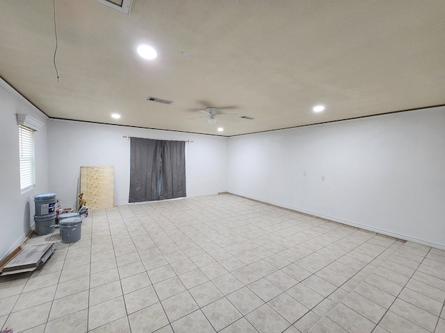 4732 Harvard Ave, Midland, TX 79703 - unfurnished room featuring ceiling fan, recessed lighting, baseboards, and light tile patterned floors