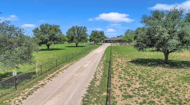 view of road with a rural view