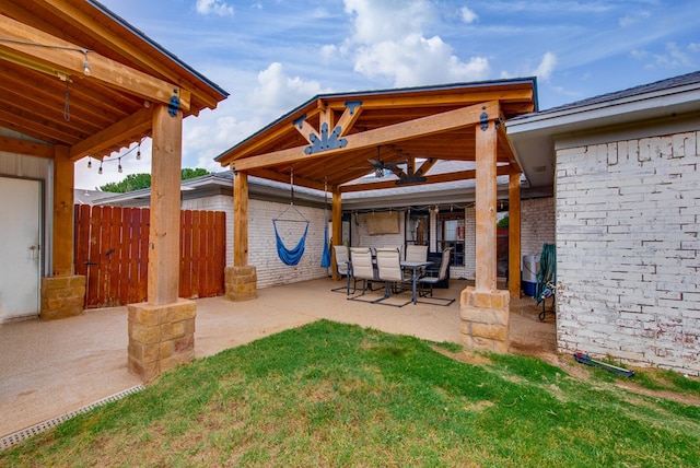 3906 Lehigh Dr, Midland, TX 79707 - view of patio with a gazebo and a ceiling fan