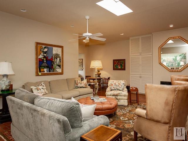 living room with ceiling fan