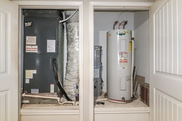 utility room with water heater