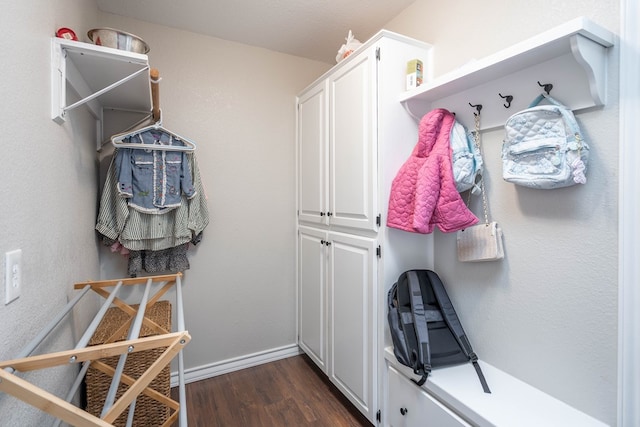 mudroom featuring dark hardwood / wood-style floors