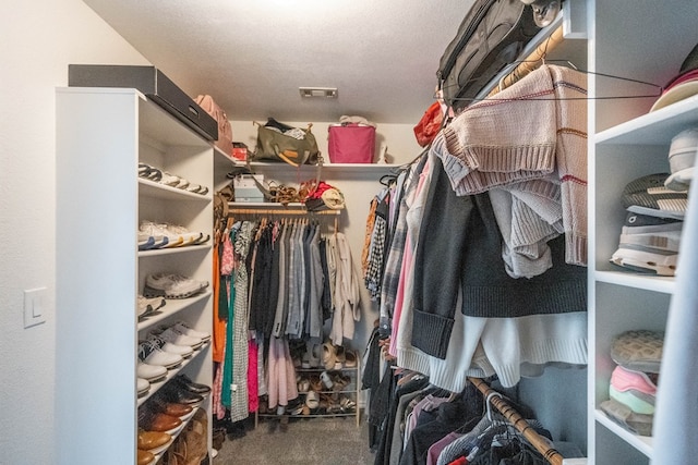 spacious closet with carpet