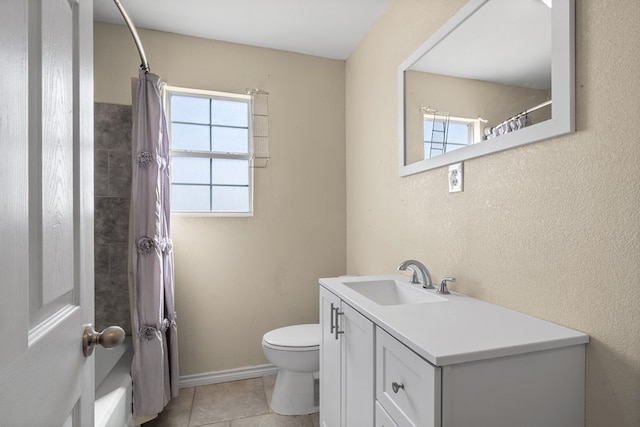 15103 E County Rd 106, Midland, TX 79706 - full bathroom with healthy amount of natural light, vanity, a shower with shower curtain, and tile patterned flooring