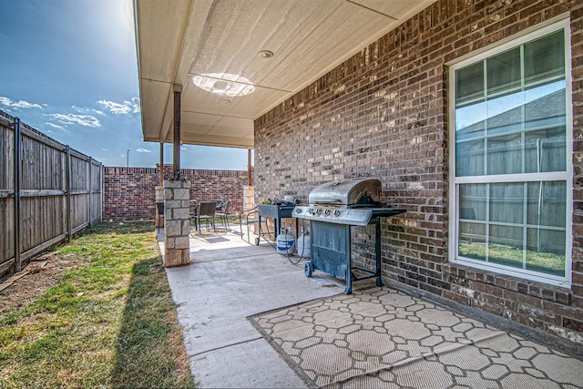 view of patio with area for grilling