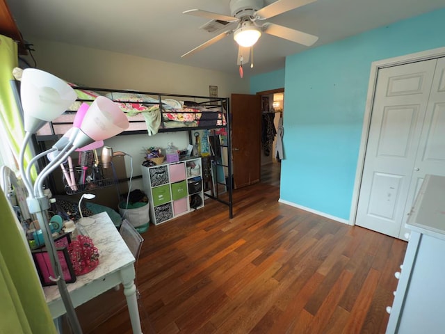 311 Kessler Ave, Midland, TX 79701 - bedroom featuring wood finished floors, ceiling fan, and baseboards