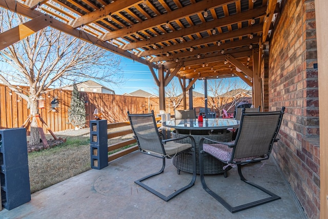 view of patio / terrace featuring a pergola