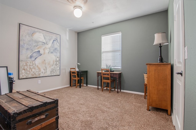 view of carpeted home office