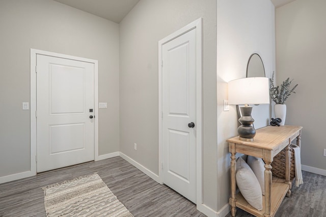 entrance foyer with hardwood / wood-style floors