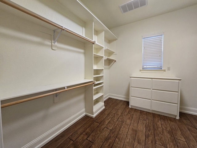 walk in closet featuring dark hardwood / wood-style floors