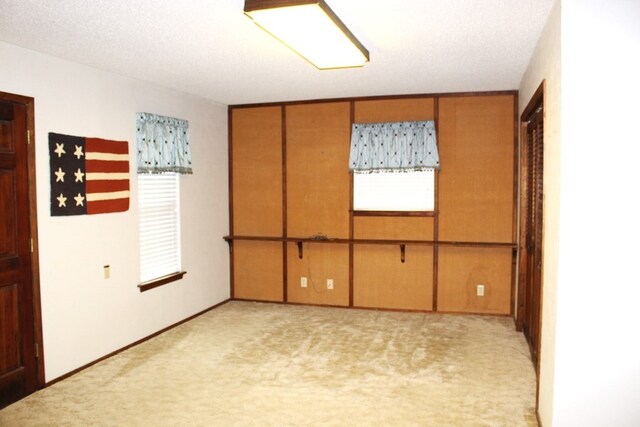 carpeted spare room featuring a textured ceiling