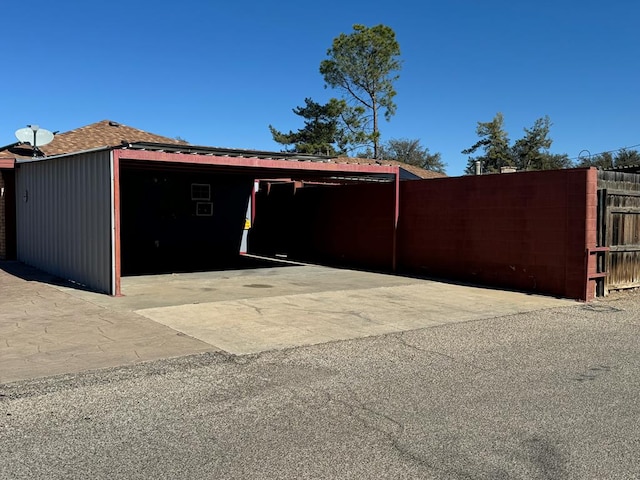 view of garage