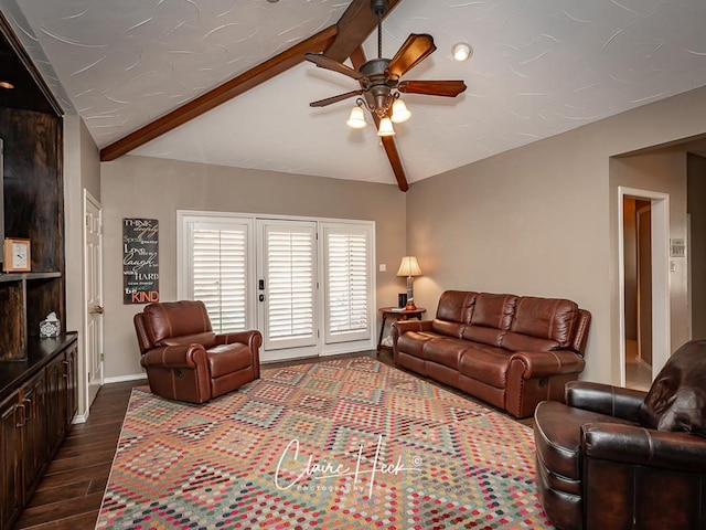 4300 Tumbleweed Trl, Midland, TX 79707 - living room with a ceiling fan, dark wood finished floors, and baseboards
