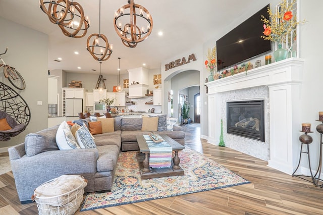 living room featuring light hardwood / wood-style flooring