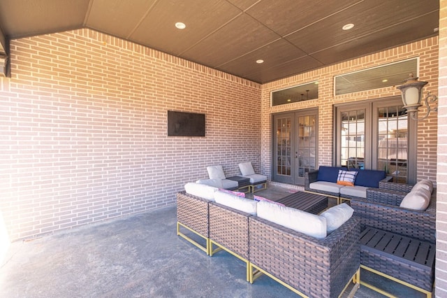 view of patio / terrace featuring french doors and outdoor lounge area