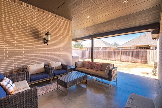 view of patio / terrace with an outdoor living space