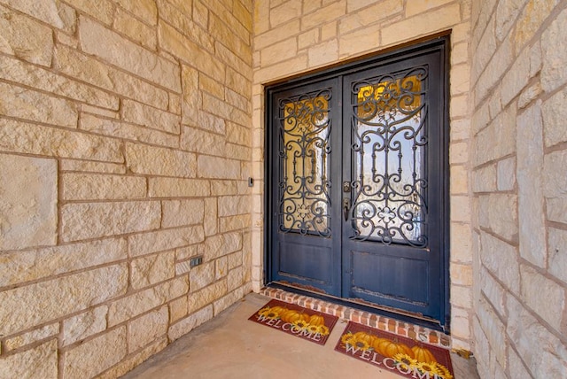 view of exterior entry with french doors