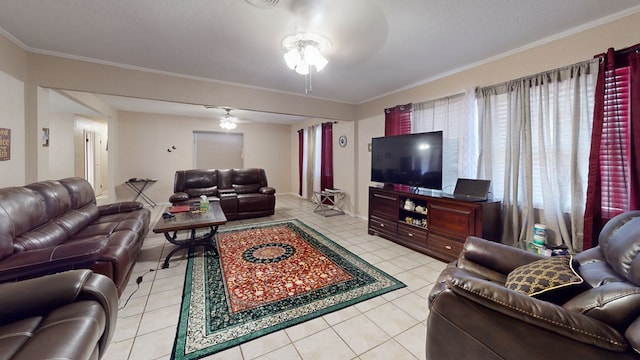 3806 Neely Ave, Midland, TX 79707 - living room with crown molding and light tile patterned floors