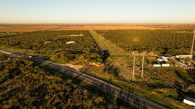 aerial view at dusk with a rural view