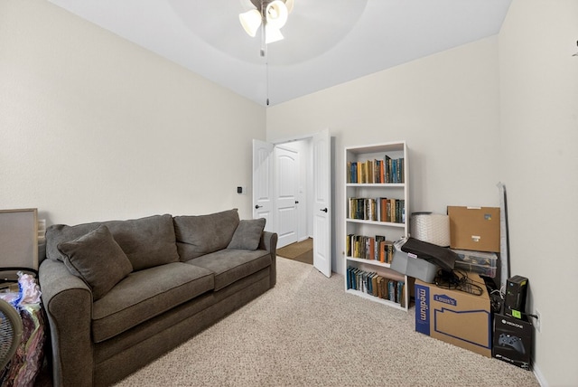 5001 Shadybrook Rd, Midland, TX 79705 - carpeted living room with ceiling fan