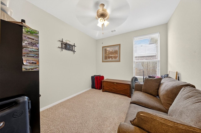5001 Shadybrook Rd, Midland, TX 79705 - carpeted home office featuring a ceiling fan and baseboards
