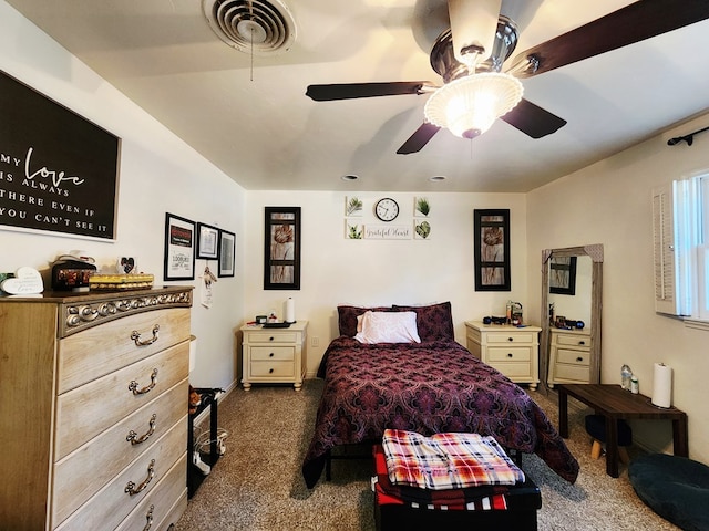 2824 Cimmaron Ave, Midland, TX 79705 - bedroom with dark colored carpet and ceiling fan