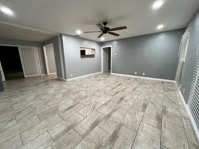 614 W Nobles Ave, Midland, TX 79701 - spare room with a ceiling fan, recessed lighting, and baseboards