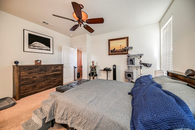 bedroom with carpet floors and ceiling fan