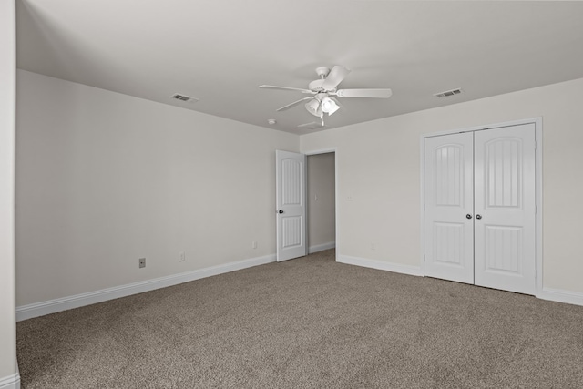 1306 Randolph Ln, Midland, TX 79705 - unfurnished bedroom with carpet floors, a closet, baseboards, and a ceiling fan
