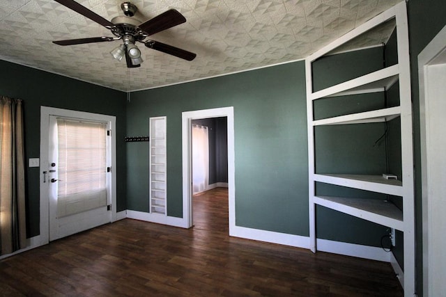 interior space featuring dark hardwood / wood-style floors and ceiling fan