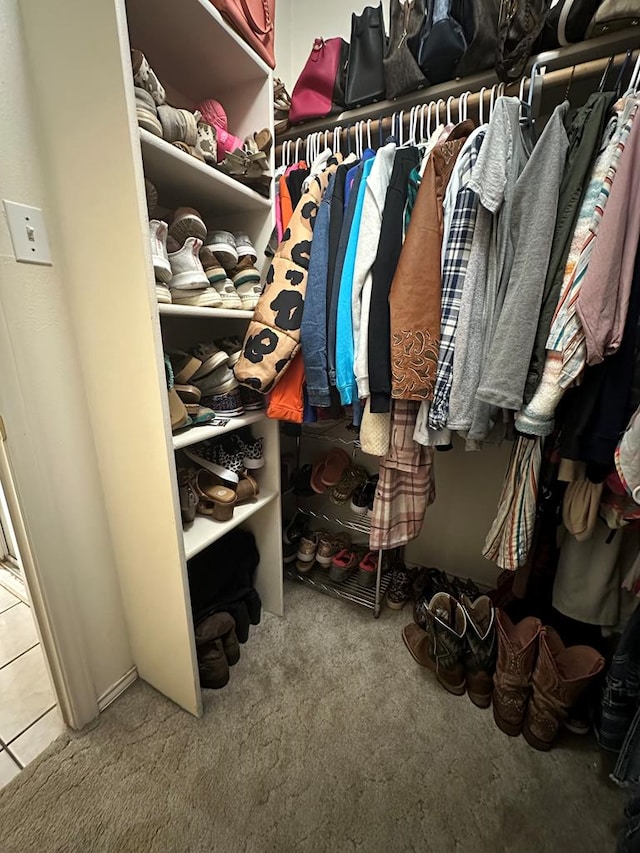 spacious closet with carpet flooring