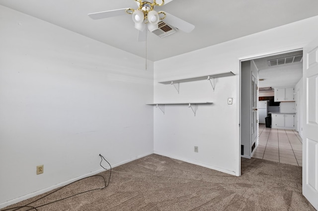 4709 Shadylane Dr, Midland, TX 79703 - empty room featuring ceiling fan, light colored carpet, and baseboards