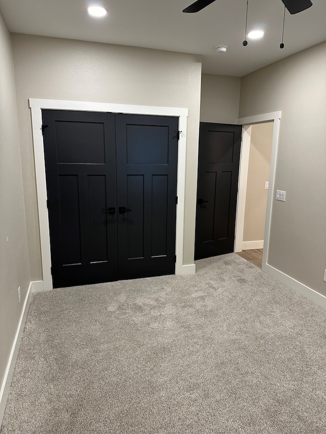 3624 Yorkshire Dr, Odessa, TX 79765 - unfurnished bedroom featuring light carpet, a closet, and ceiling fan