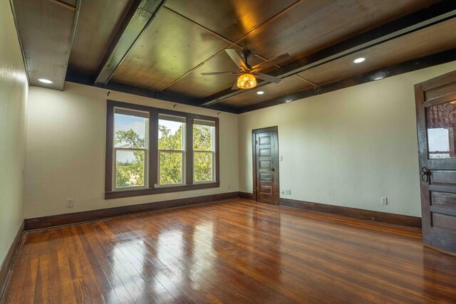 2950 Ranch Road 33, Big Spring, TX 79720 - spare room with hardwood / wood-style flooring, a ceiling fan, recessed lighting, and beamed ceiling