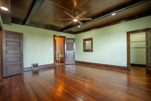 2950 Ranch Road 33, Big Spring, TX 79720 - spare room featuring a ceiling fan, wood finished floors, recessed lighting, and a wooden ceiling with exposed beams