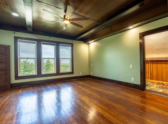 2950 Ranch Road 33, Big Spring, TX 79720 - spare room with ceiling fan, beam ceiling, and hardwood / wood-style flooring
