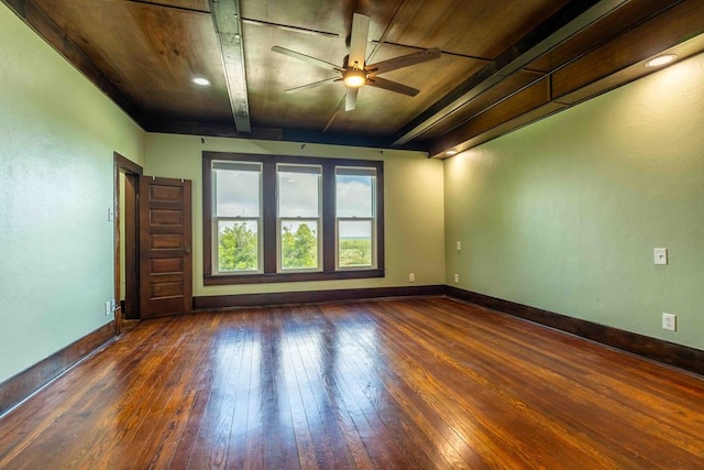 2950 Ranch Road 33, Big Spring, TX 79720 - empty room with ceiling fan, hardwood / wood-style flooring, and a wood ceiling with exposed beams