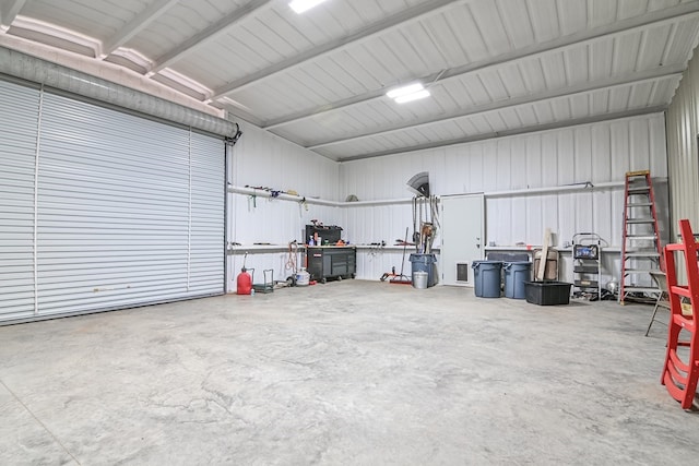 garage featuring metal wall