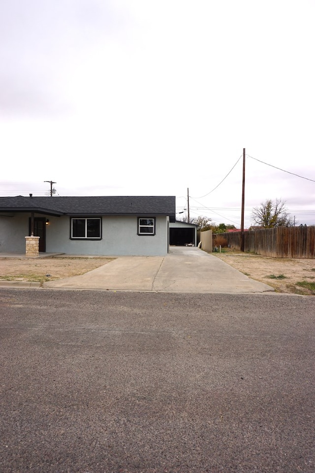 view of single story home