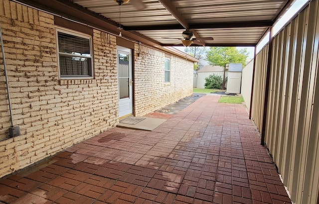 view of patio with ceiling fan