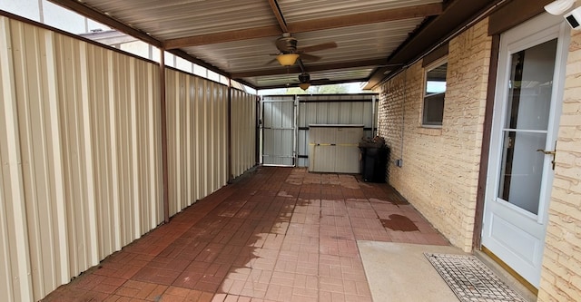 view of patio / terrace featuring ceiling fan