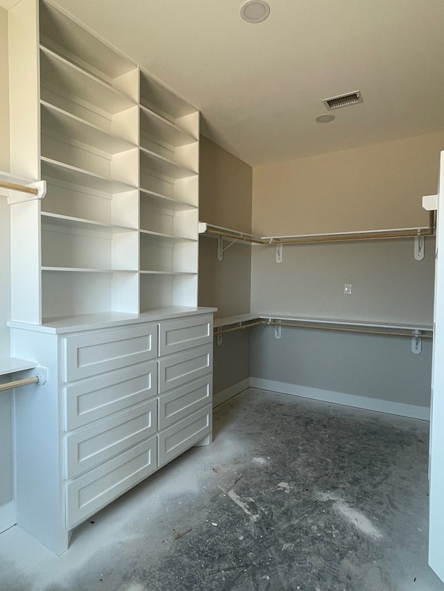 spacious closet with visible vents